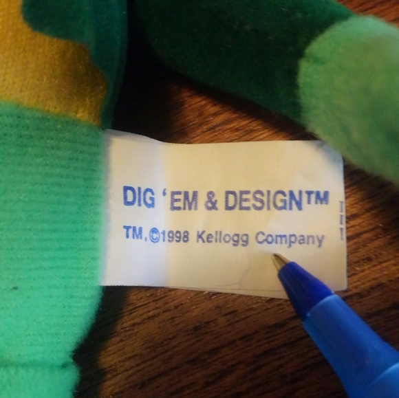 Vintage 🐸 Kellogg's DIG 'EM Frog 1998 Plush 90s 🔥Cereal Box Toy Stuffed Animal - Picture 4 of 6